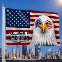 Patriotic Flag, Bald Eagle Proud to Be American Grommet Flag