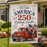 America 250 Celebrate Freedom Red Truck Patriotic Flag