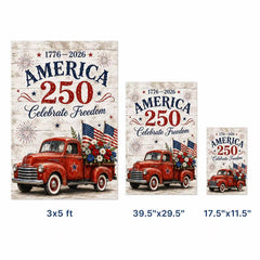 America 250 Celebrate Freedom Red Truck Patriotic Flag