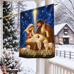 Christmas Garden Flag Nativity Of Jesus, O Holy Night Child Is Born