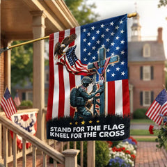 Stand For The Flag Cross Flag, Patriotic Christ Decor for Memorial Veterans Day