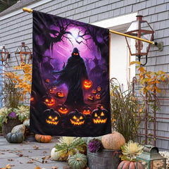 Halloween Grim Reaper & Pumpkin Garden Flag
