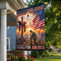 Veterans Day Flag, Kneel for Jesus Stand for America Veteran Fla
