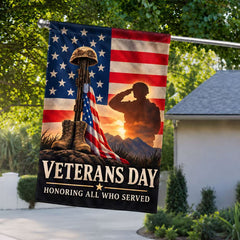 Veterans Day Honoring All Who Served Patriotic House Flag