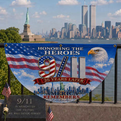 9/11 Honoring the Heroes 25 Years Later Memorial Half Circle Fan Flag