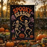 Spooky Season Dancing Skeletons Halloween Garden Flag