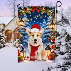 Corgi Dog Christmas Flag