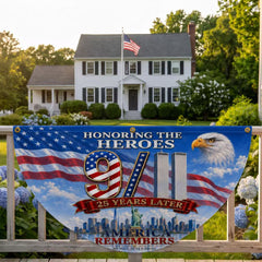 9/11 Honoring the Heroes 25 Years Later Memorial Half Circle Fan Flag