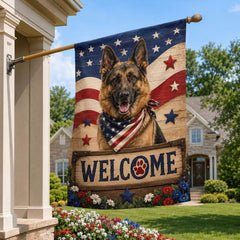 German Shepherd Patriotic Welcome Flag