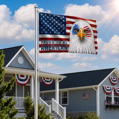 Patriotic Flag, Bald Eagle Proud to Be American Grommet Flag