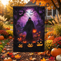 Halloween Grim Reaper & Pumpkin Garden Flag