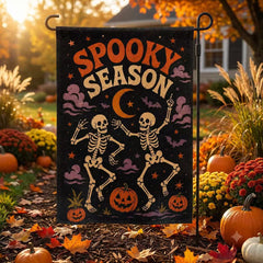 Spooky Season Dancing Skeletons Halloween Garden Flag