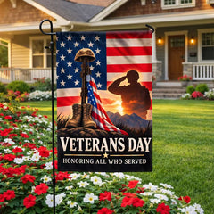 Veterans Day Honoring All Who Served Patriotic House Flag