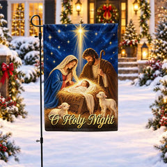 Christmas Garden Flag Nativity Of Jesus, O Holy Night Child Is Born