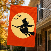 Halloween Flying Witch Full Moon House Flag