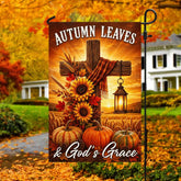 Fall Thanksgiving Christian Cross Flag Autumn Leaves & God’s Grace Pumpkins Harvest Flag