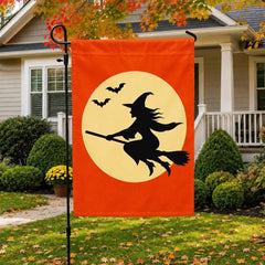 Halloween Flying Witch Full Moon House Flag