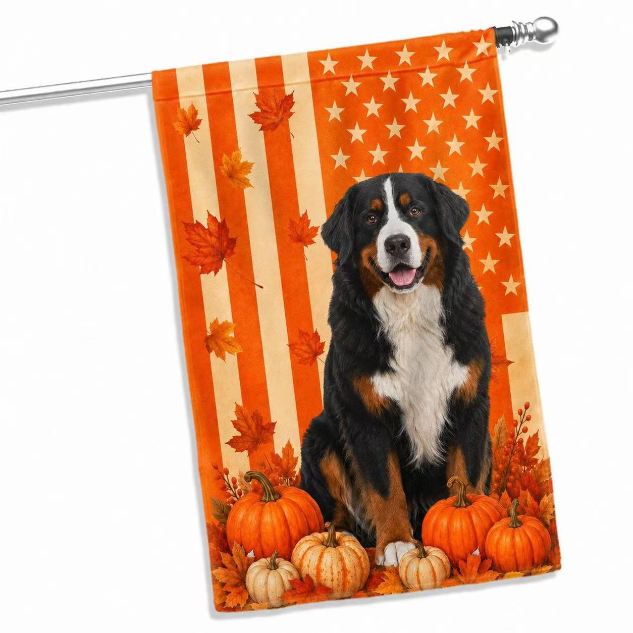 Bernese Mountain Dog Welcome Fall Pumpkins American Flag for Fall Decoration