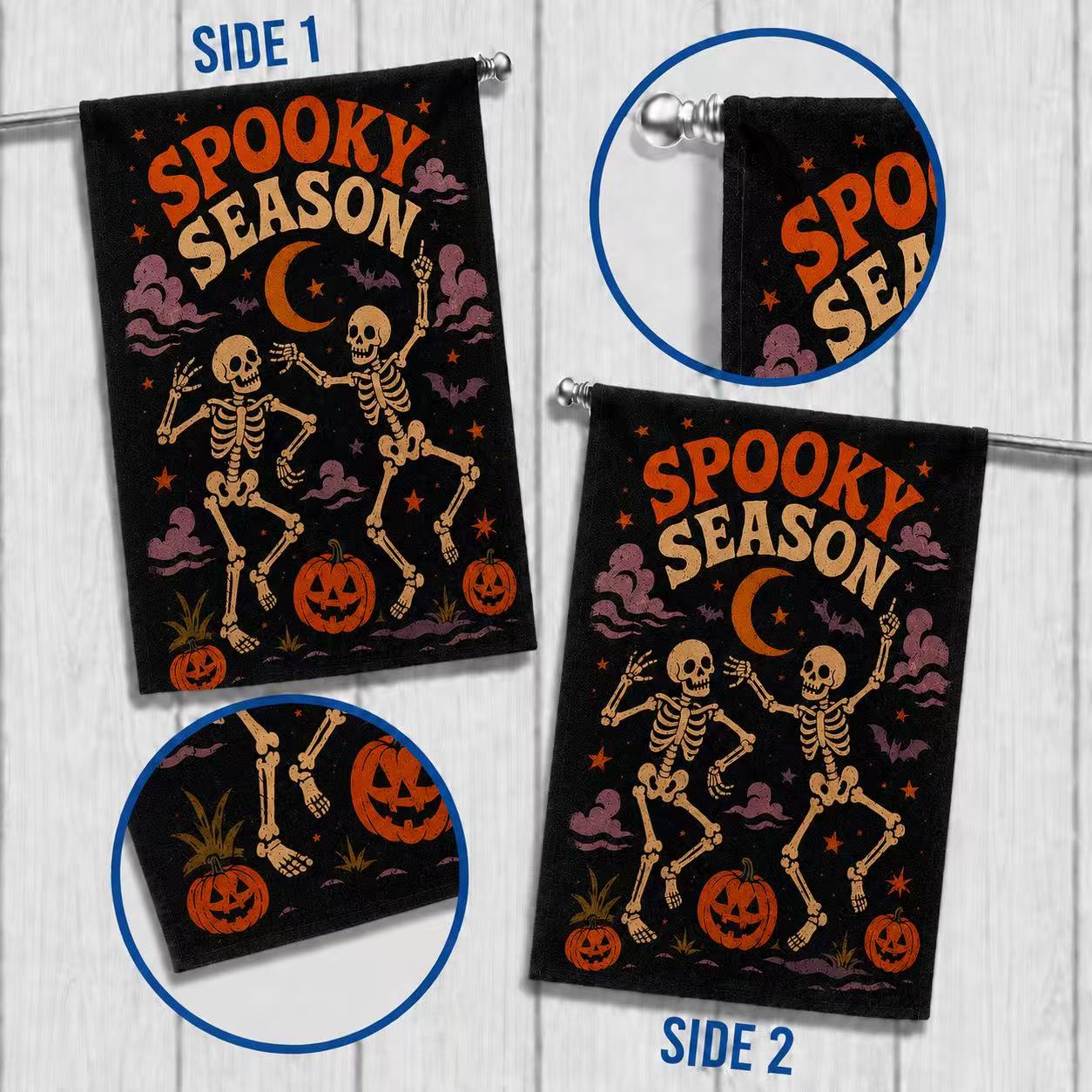 Spooky Season Dancing Skeletons Halloween Garden Flag