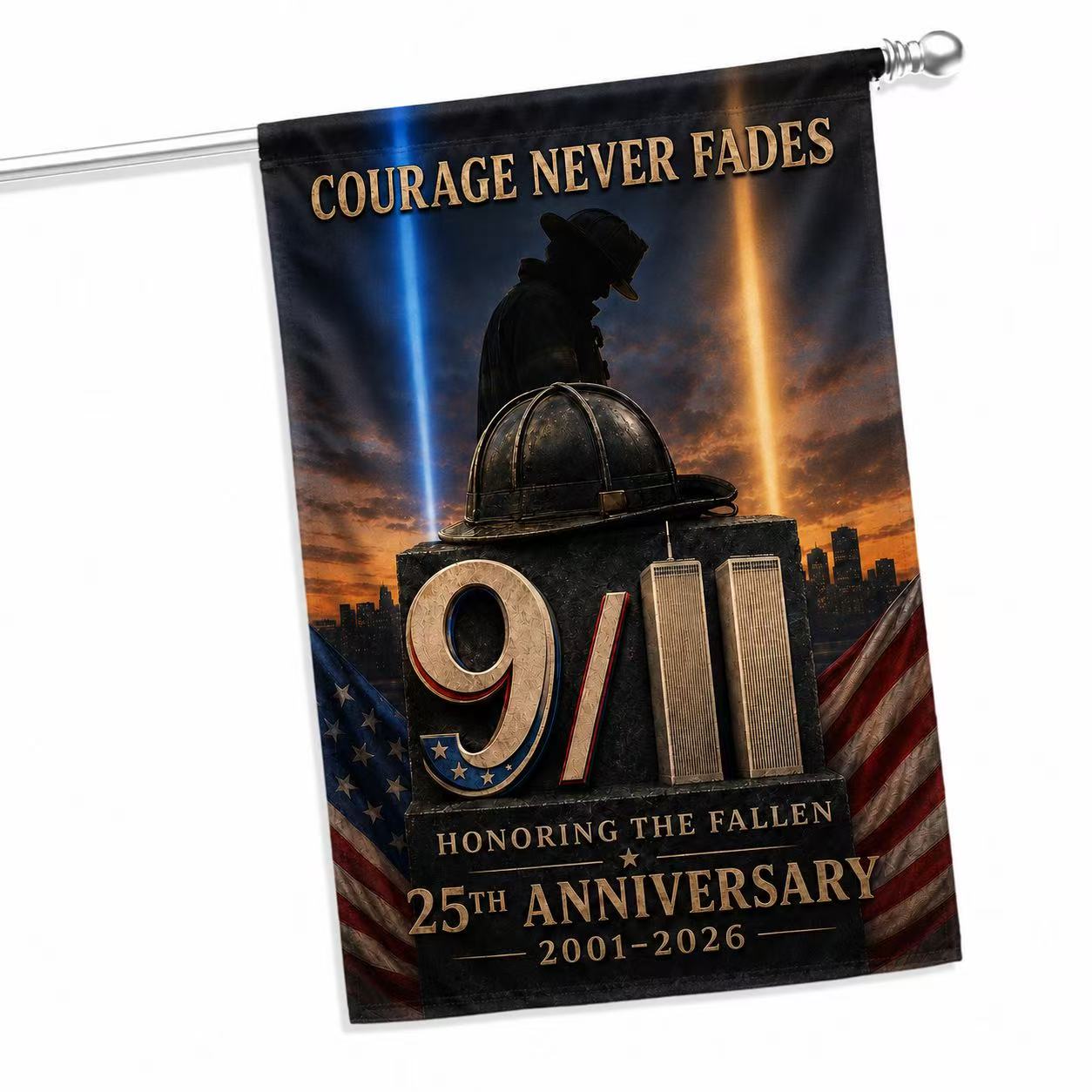 Courage Never Fades – 9/11 25th Anniversary Firefighter Memorial Flag