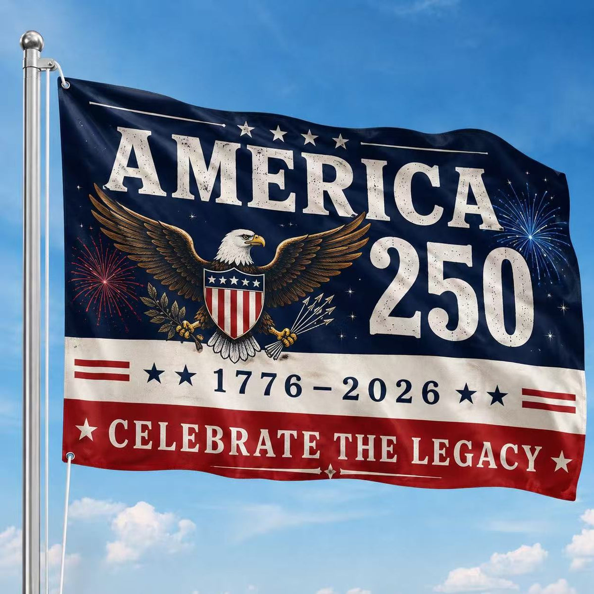 1776–2026 America 250th Anniversary Eagle Freedom Celebration Flag