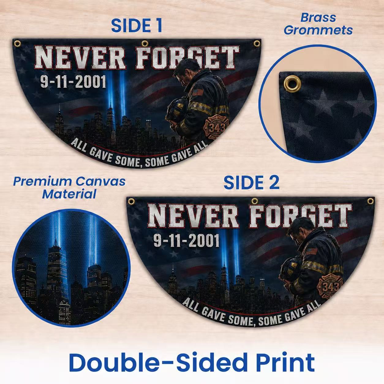 9/11 Never Forget 343 Firefighter Memorial Flag