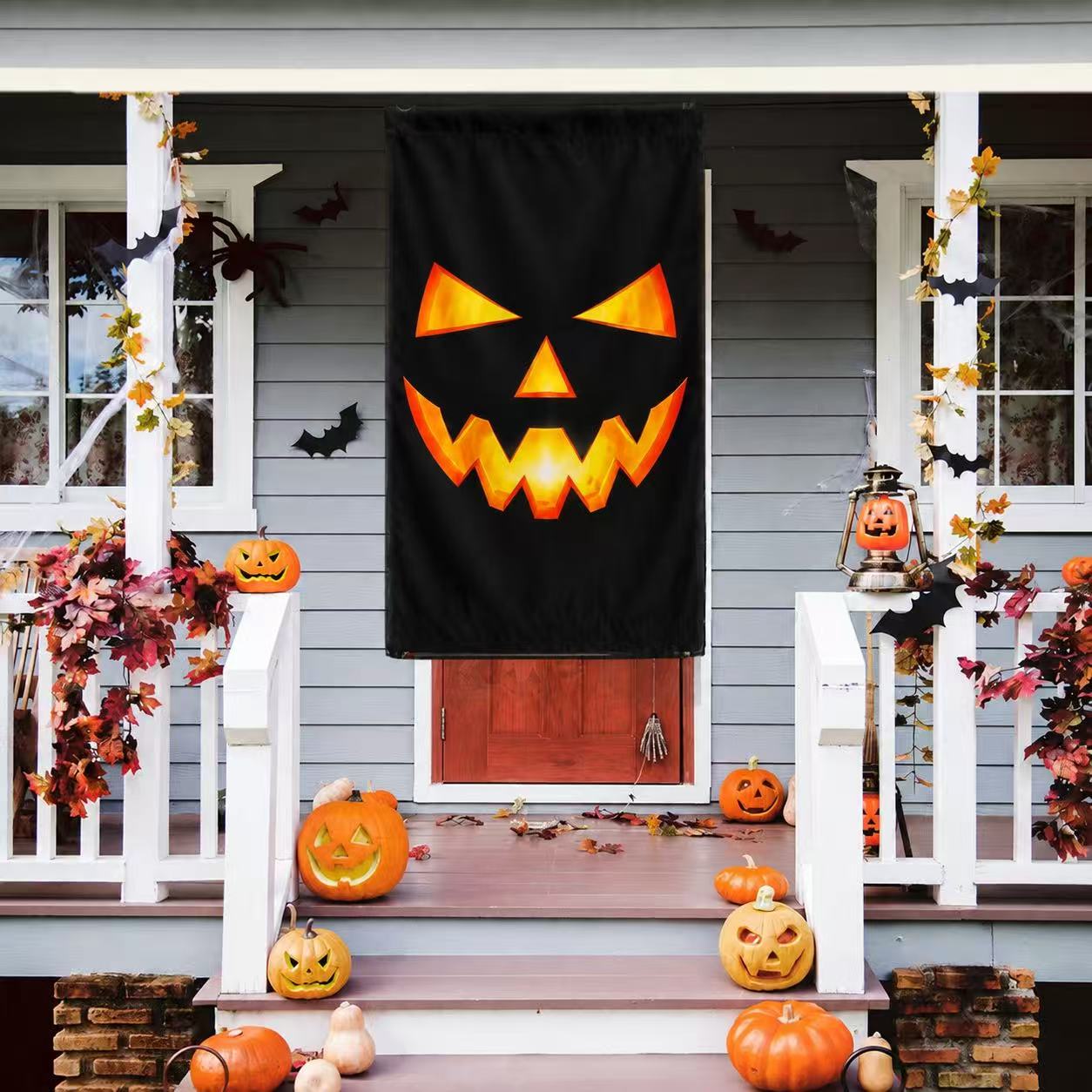Spooky Jack O’ Lantern Face Halloween Garden Flag