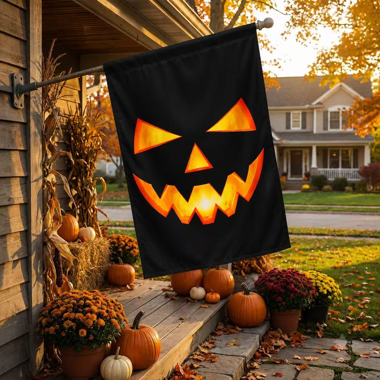 Spooky Jack O’ Lantern Face Halloween Garden Flag