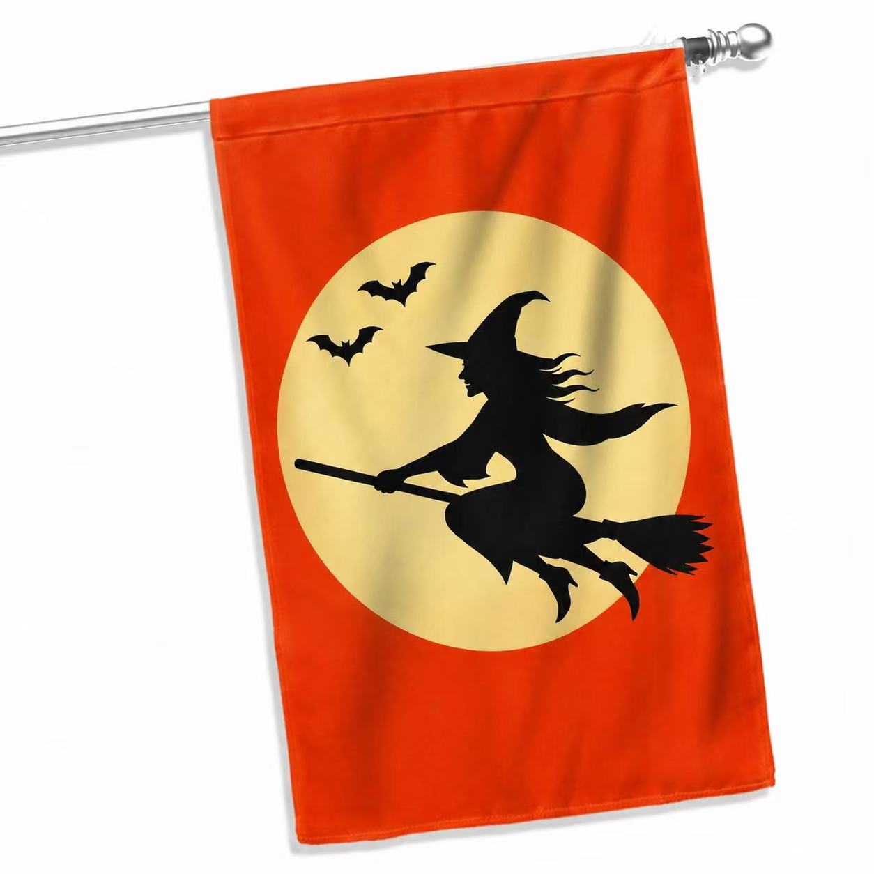 Halloween Flying Witch Full Moon House Flag