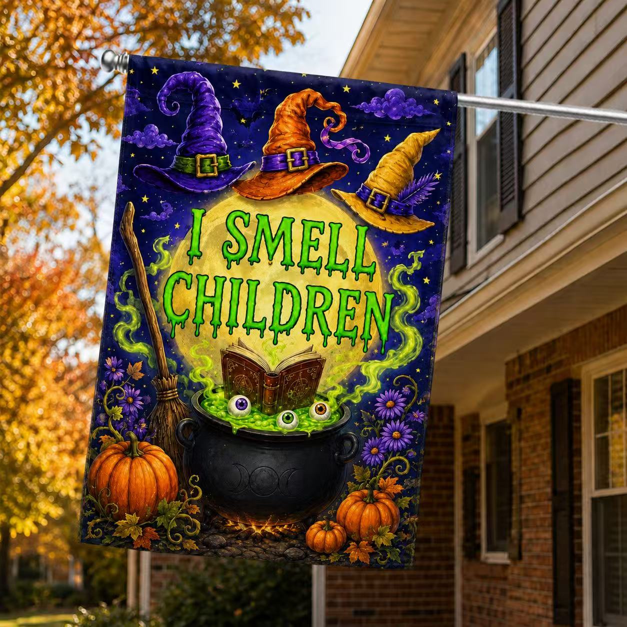 Spooky Witch’s Brew I Smell Children Halloween House Flag