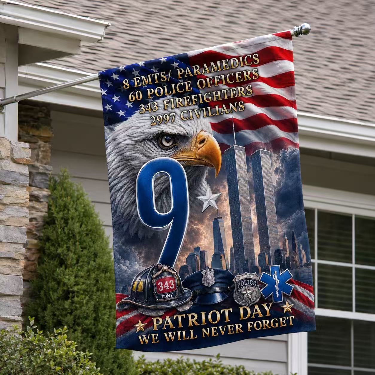 911 Memorial Flag, Patriot Day We Will Never Forget Remembrance Decor