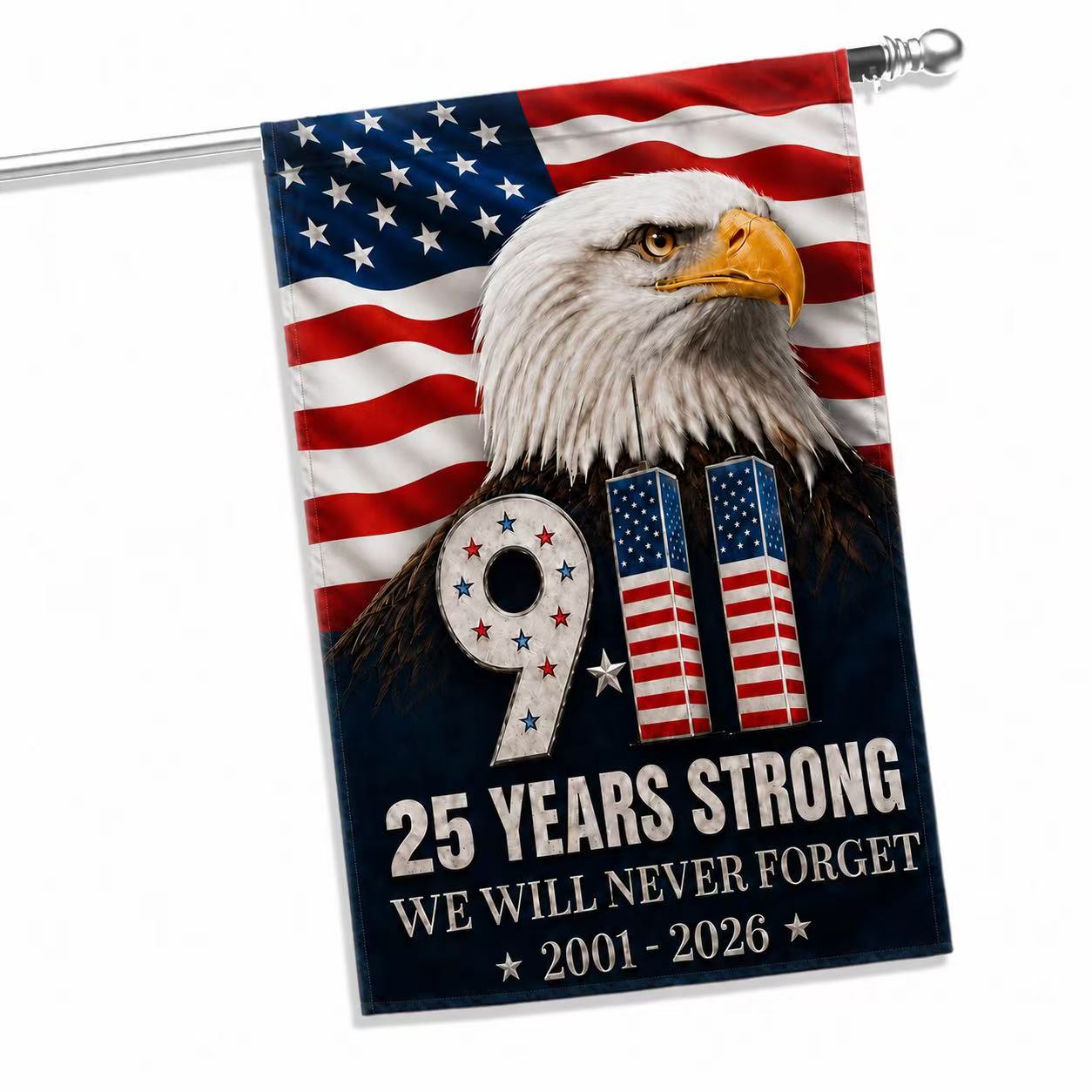 9/11 25 Years Strong Memorial Eagle Flag