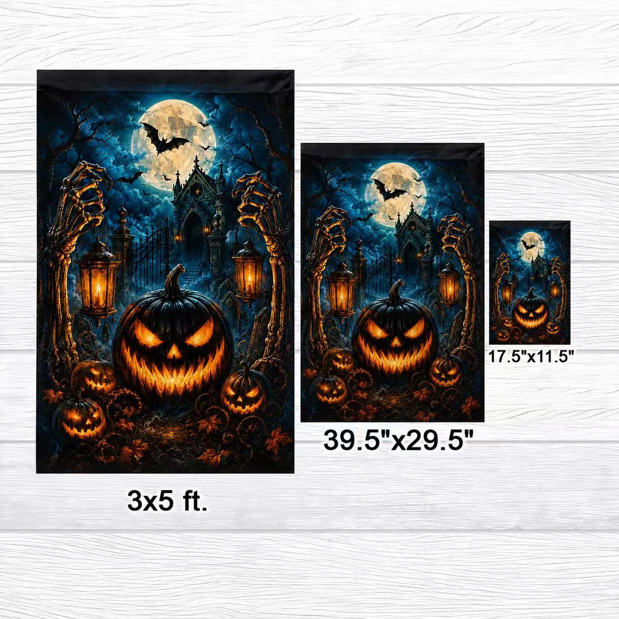 Halloween Skeleton Hands Jack-o’-Lantern Haunted House Garden Flag