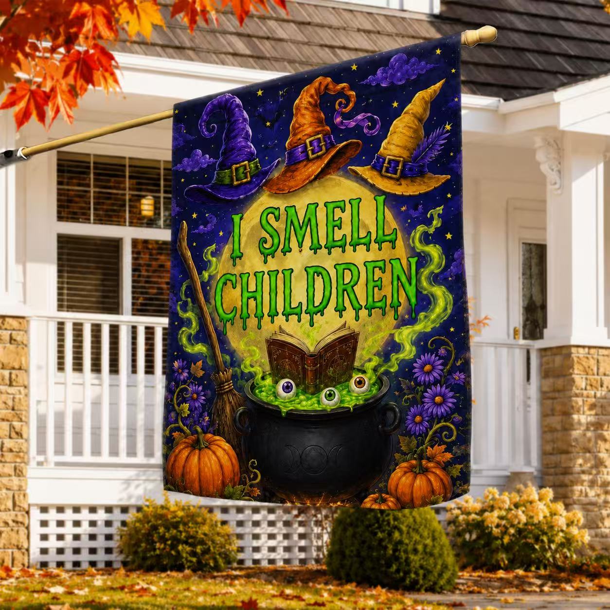 Spooky Witch’s Brew I Smell Children Halloween House Flag