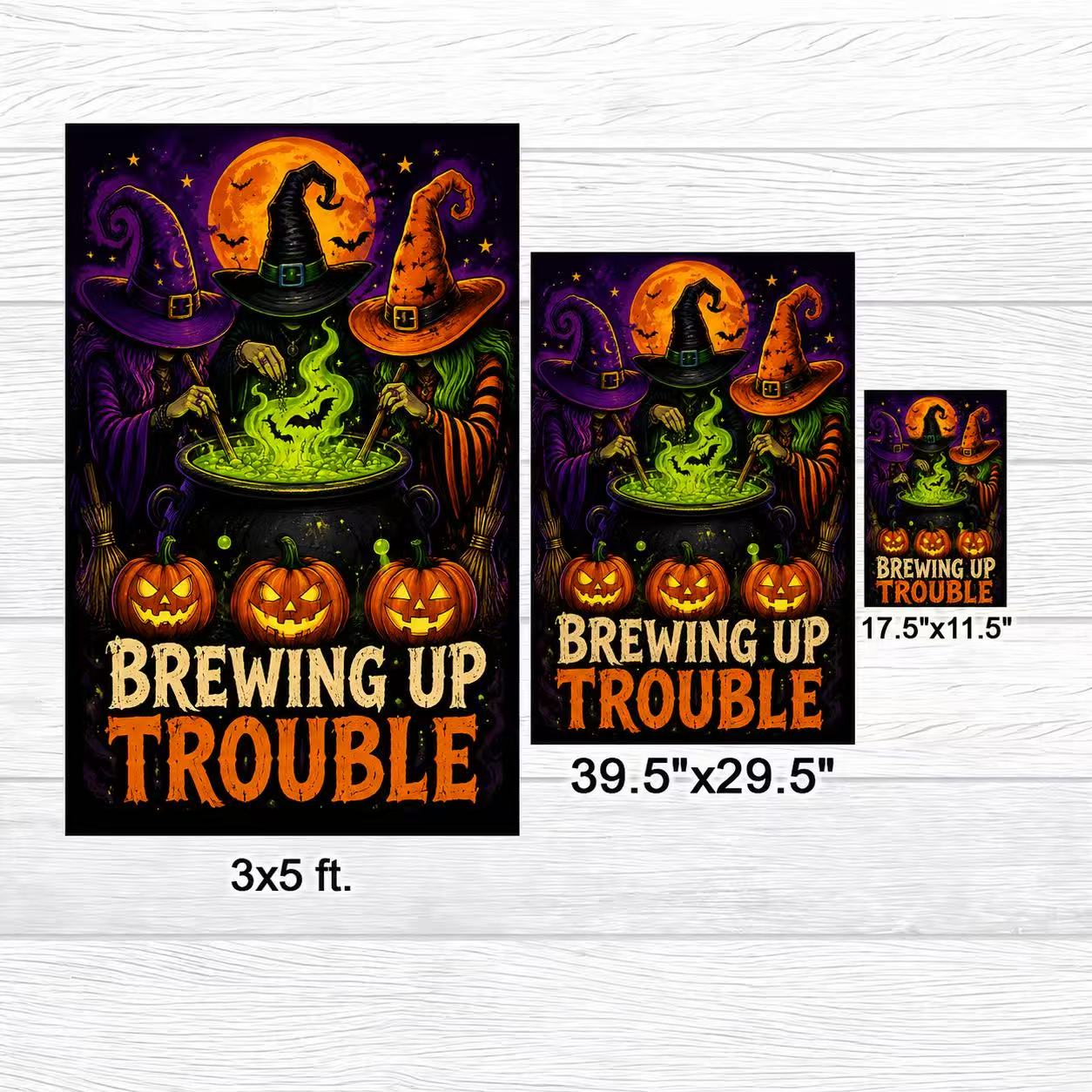 Brewing Up Trouble Witch Halloween Garden Flag