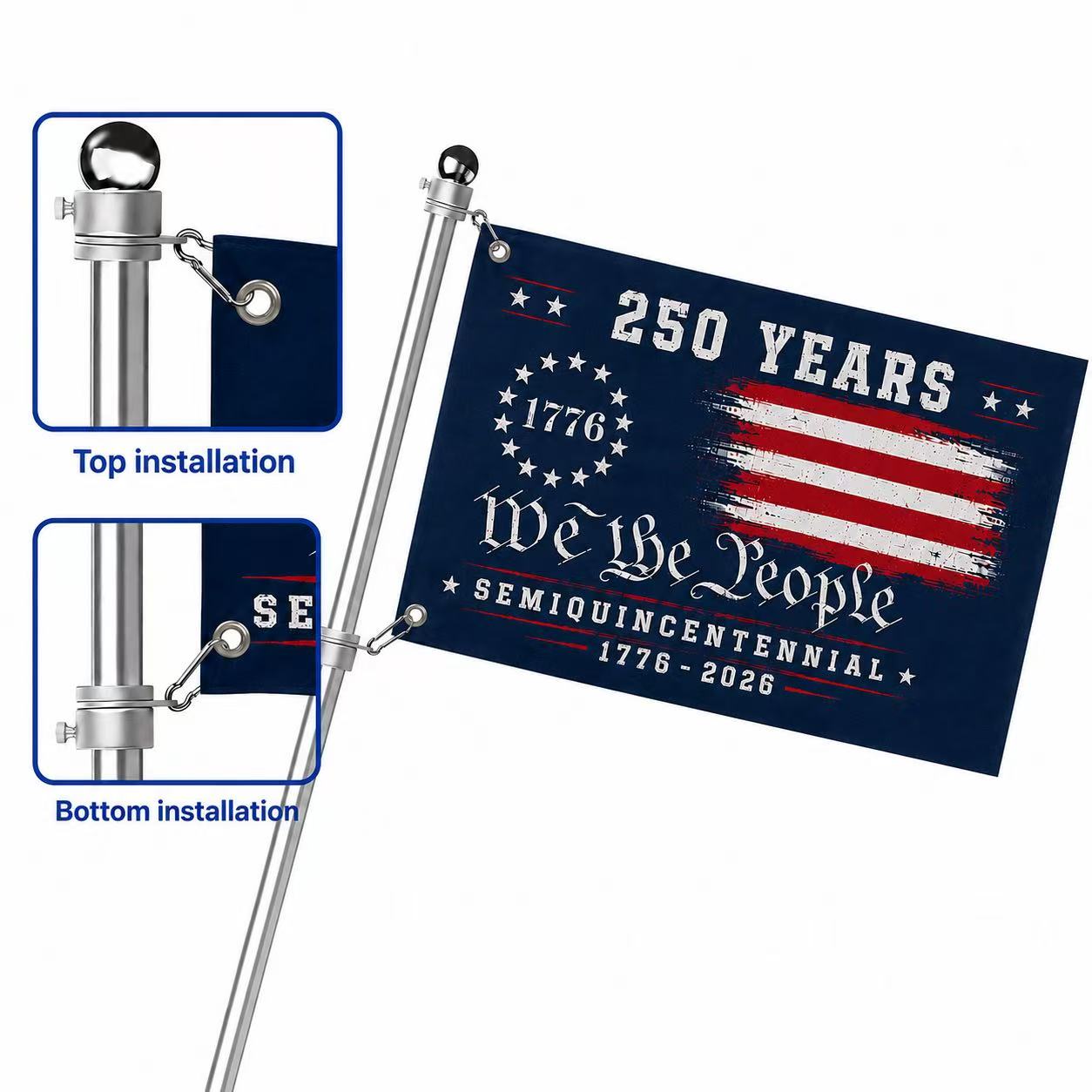 We The People 250 Canvas American Grommet Flag for 250th Anniversary