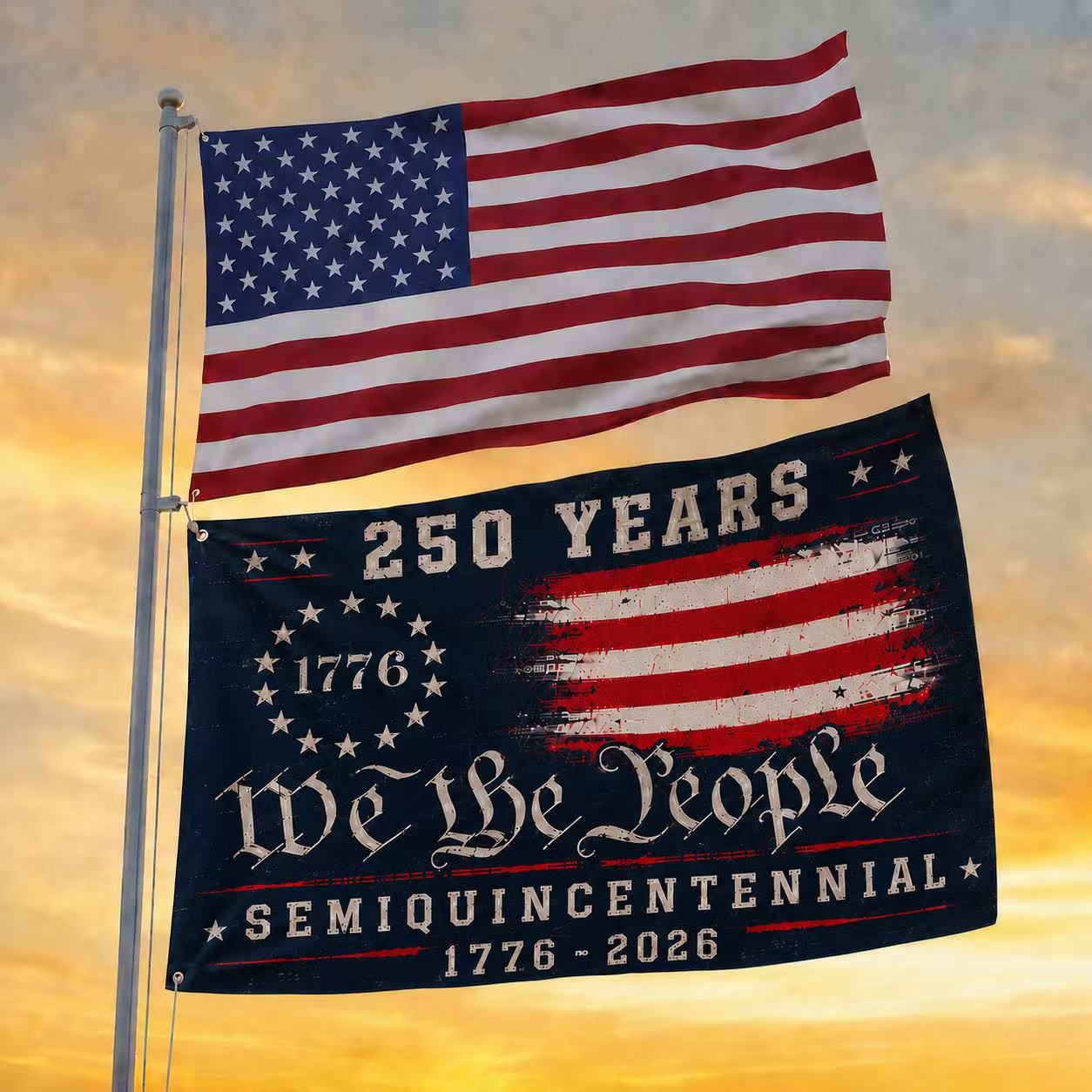 We The People 250 Canvas American Grommet Flag for 250th Anniversary