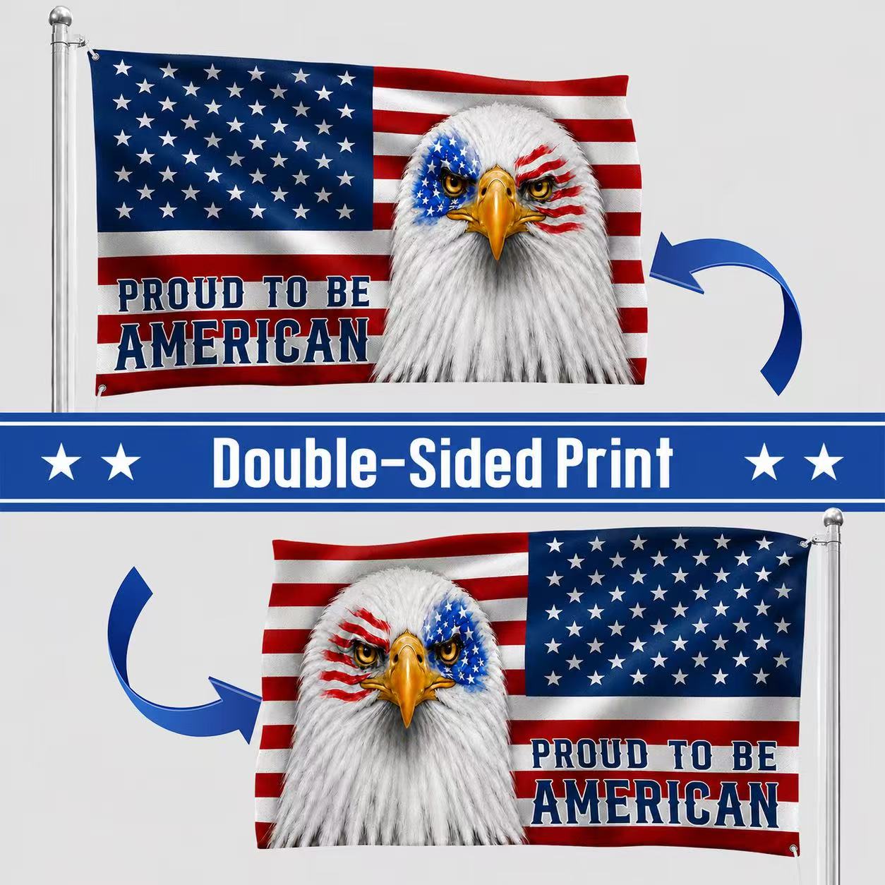 Patriotic Flag, Bald Eagle Proud to Be American Grommet Flag