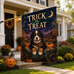 Trick or Treat Bernese Mountain Dog Halloween Garden Flag