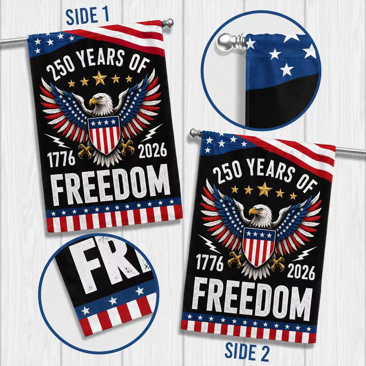 Semiquincentennial 250 Years of Freedom Eagle Shield Flag