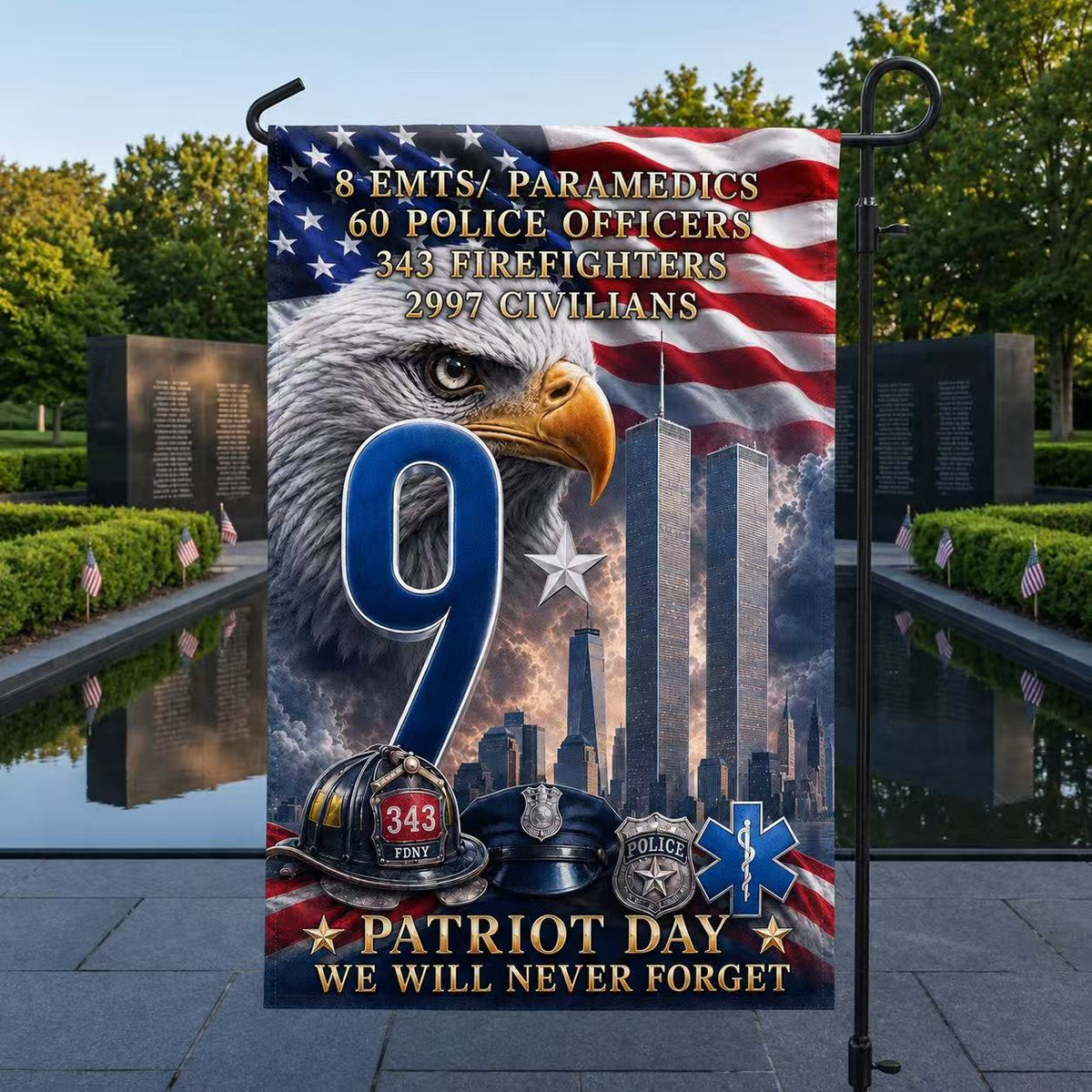 911 Memorial Flag, Patriot Day We Will Never Forget Remembrance Decor