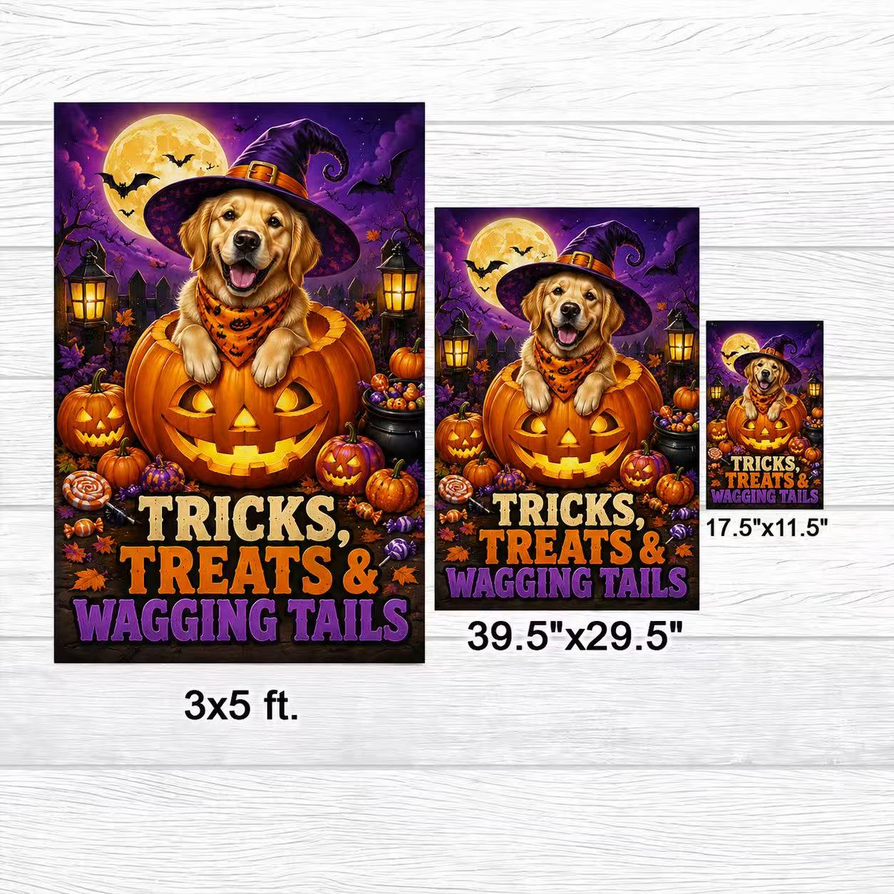 Golden Retriever Pumpkin Halloween Garden Flag