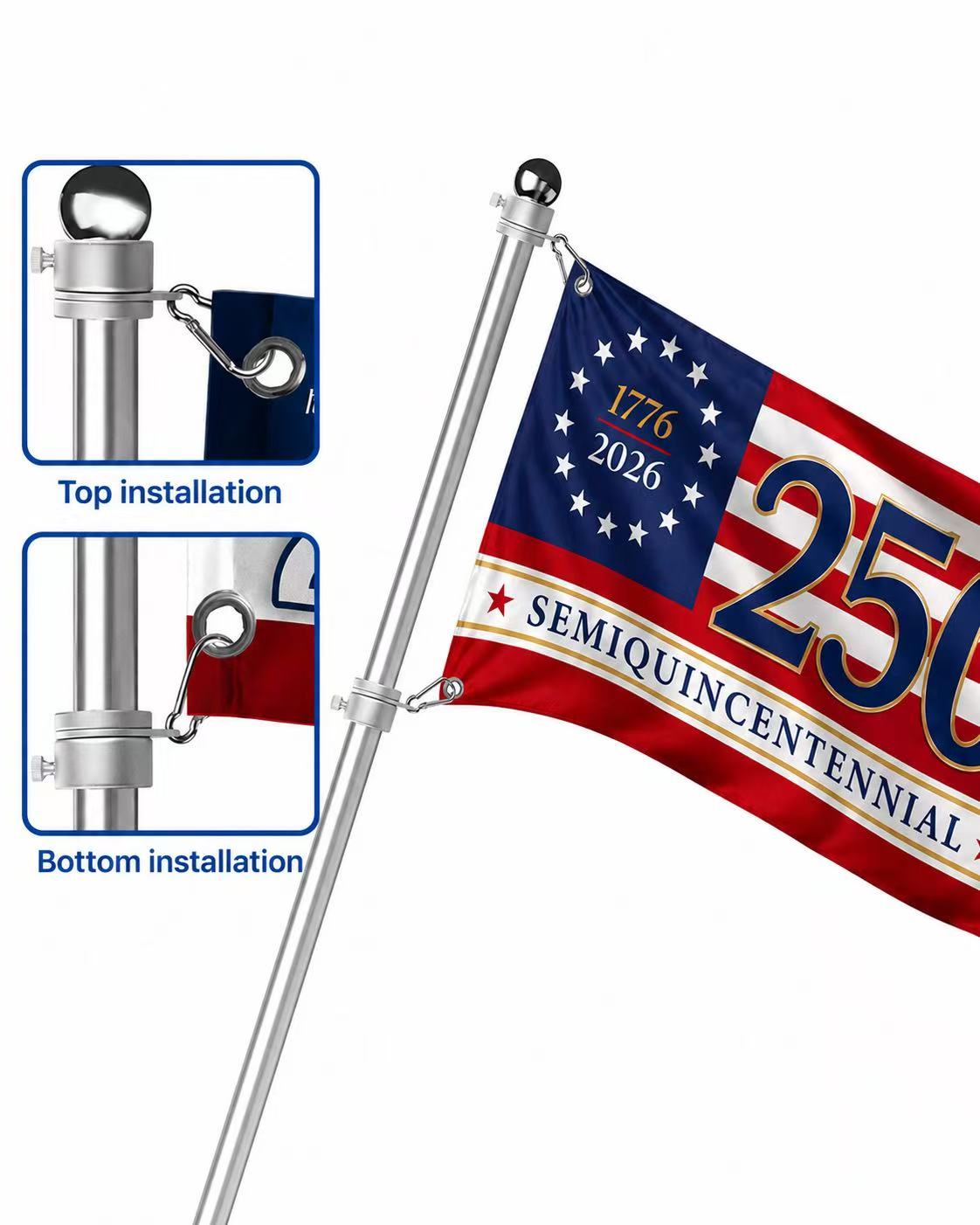 America 250th Semiquincentennial Flag – 1776–2026 Patriotic USA Anniversary Flag
