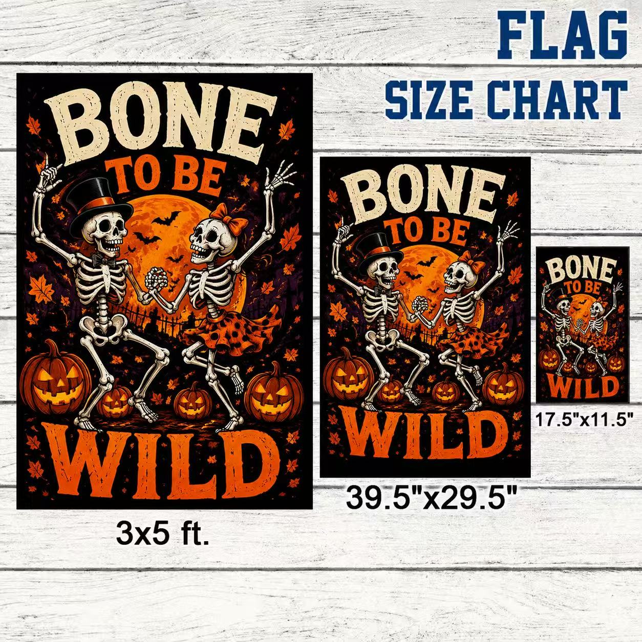 Bone to Be Wild Skeleton Couple Halloween Garden Flag