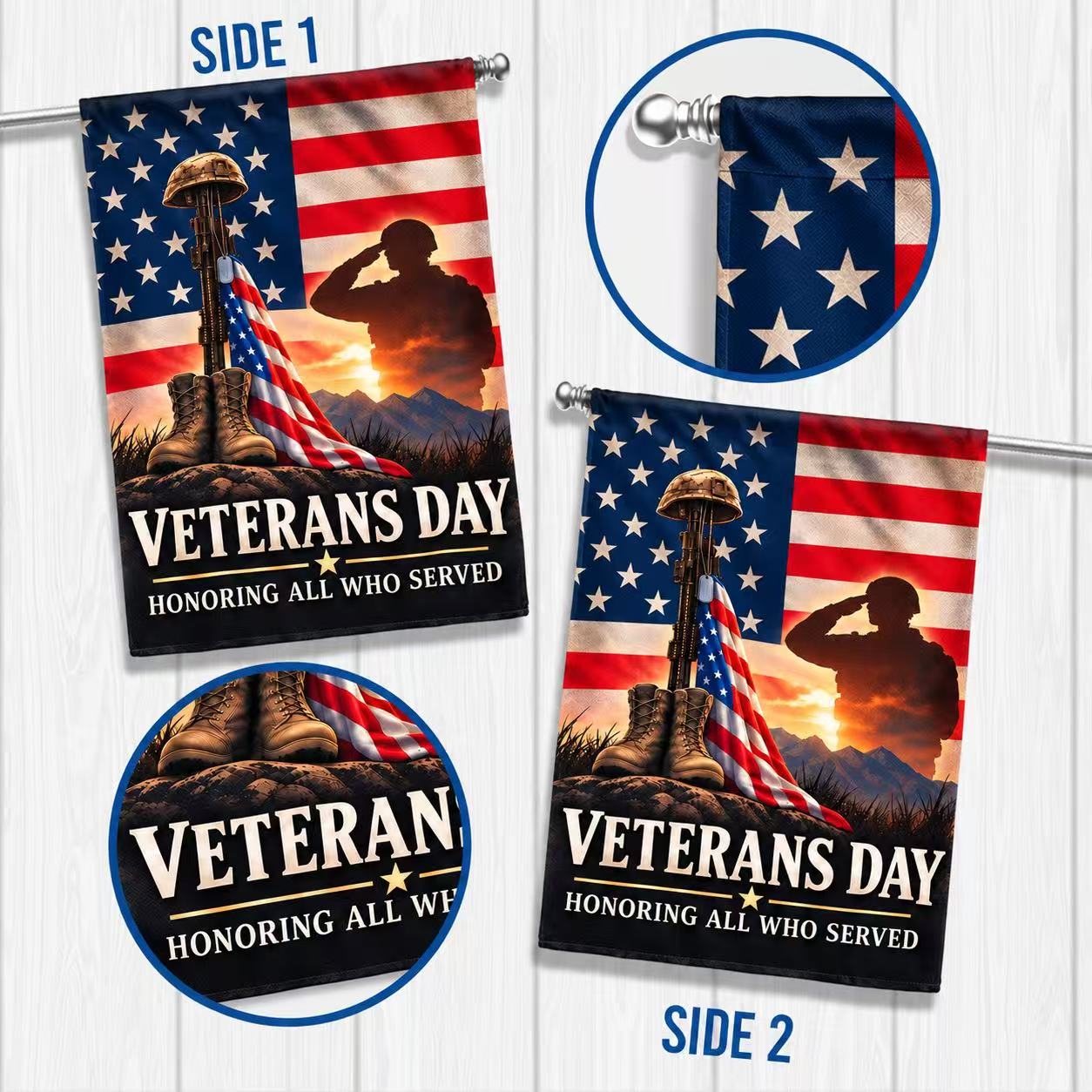 Veterans Day Honoring All Who Served Patriotic House Flag