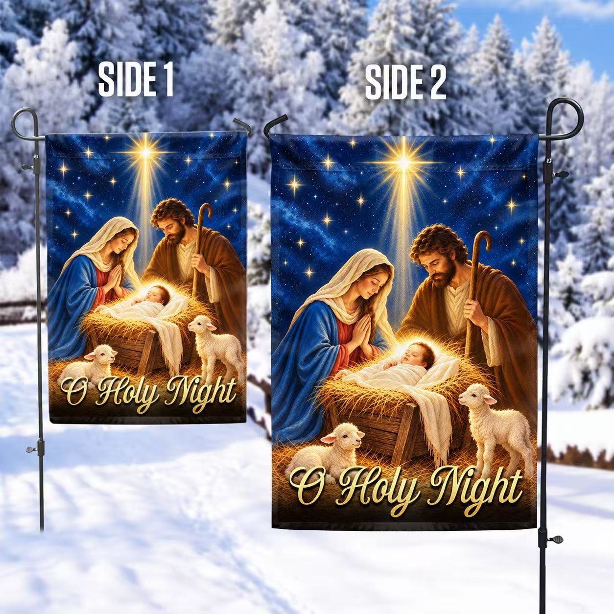Christmas Garden Flag Nativity Of Jesus, O Holy Night Child Is Born