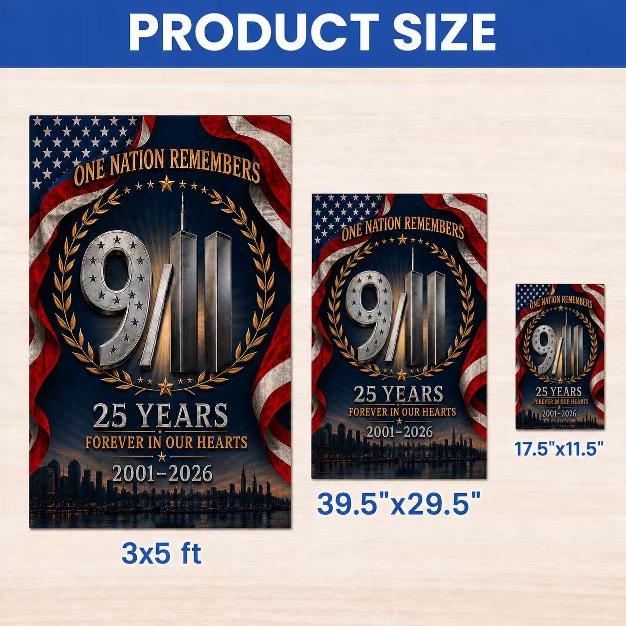 One Nation Remembers – 9/11 25th Anniversary Memorial Flag