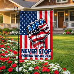 Never Stop Fighting for America Patriotic Flag