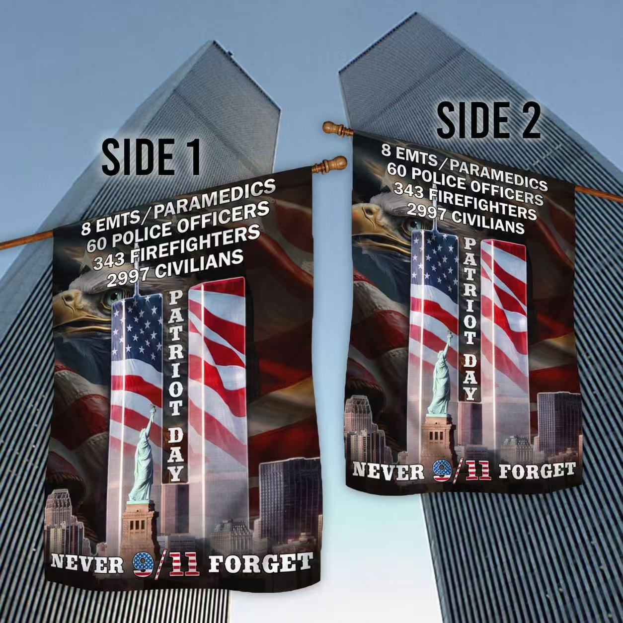 Never Forget 9/11 Patriot Day Eagle American Flag