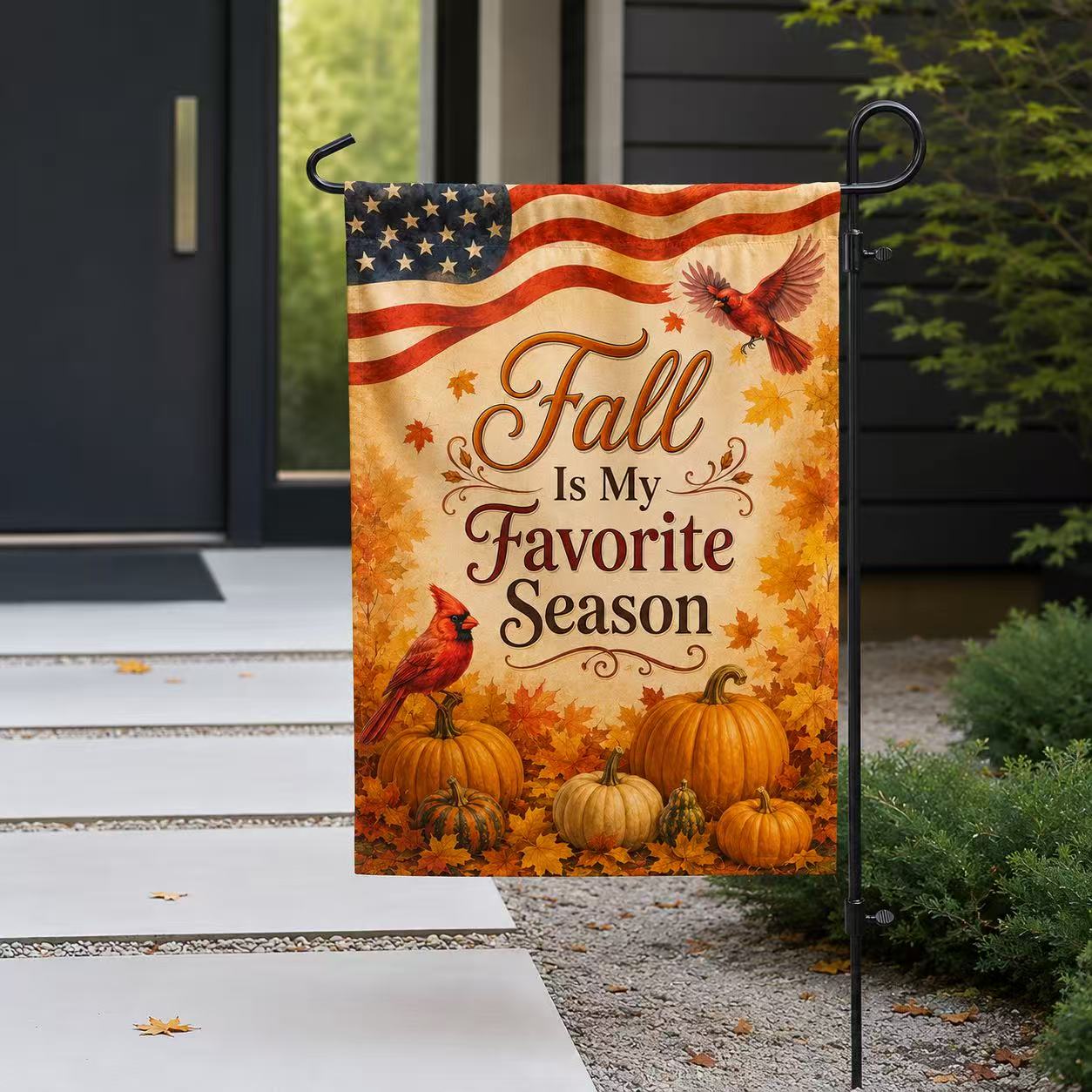 Fall Flag, Fall Is My Favorite Season Cardinals American US Flag